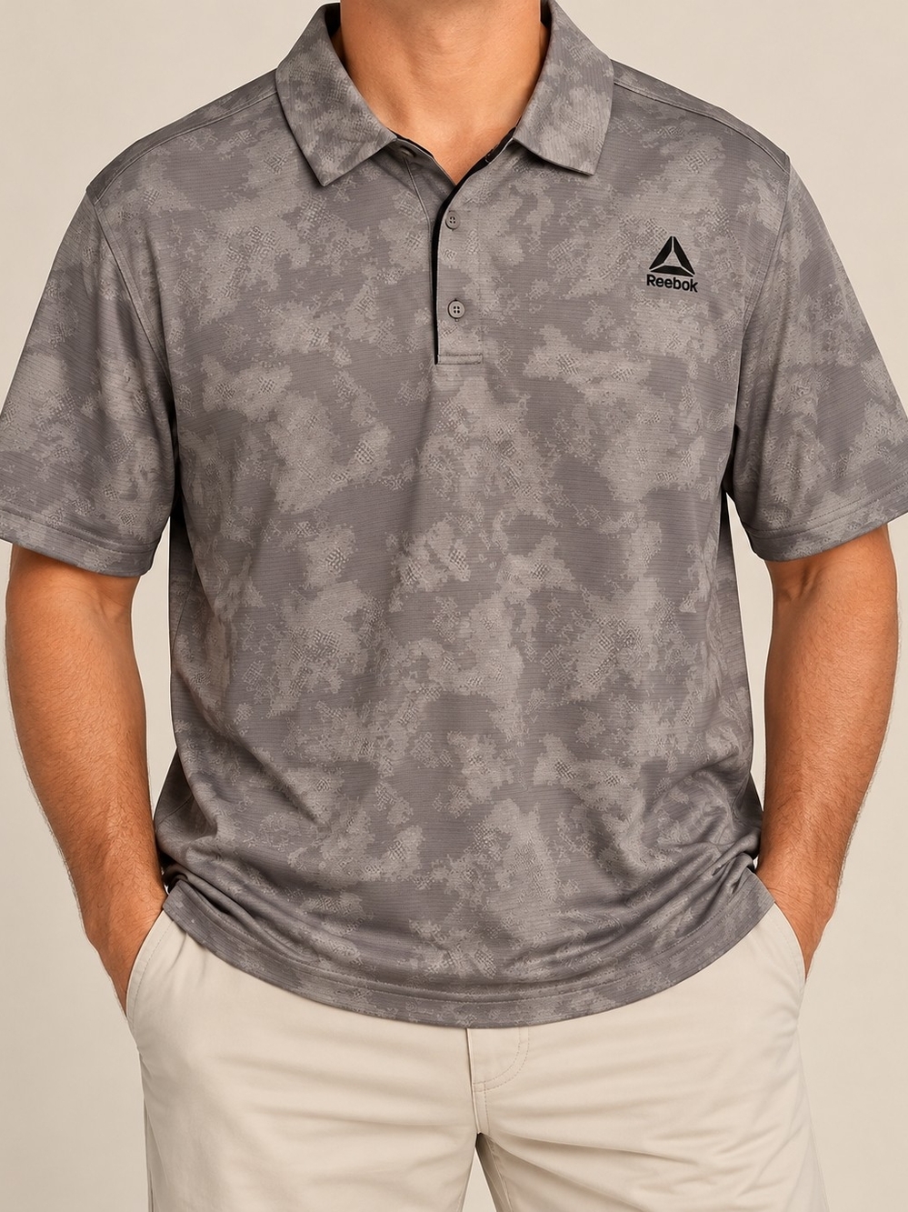 Reebok 3XL Camo Polo Shirt RBK-Dry Performance Athletic Golf Gray NWT